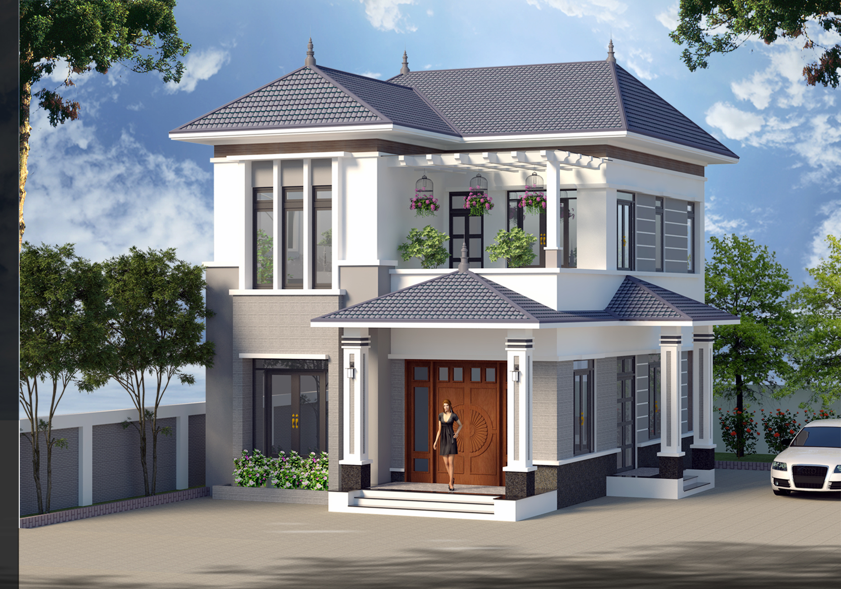 Mẫu thiết kế biệt thự tân cổ điển đẹp Mẫu thiết kế biệt thự tân cổ điển đẹp