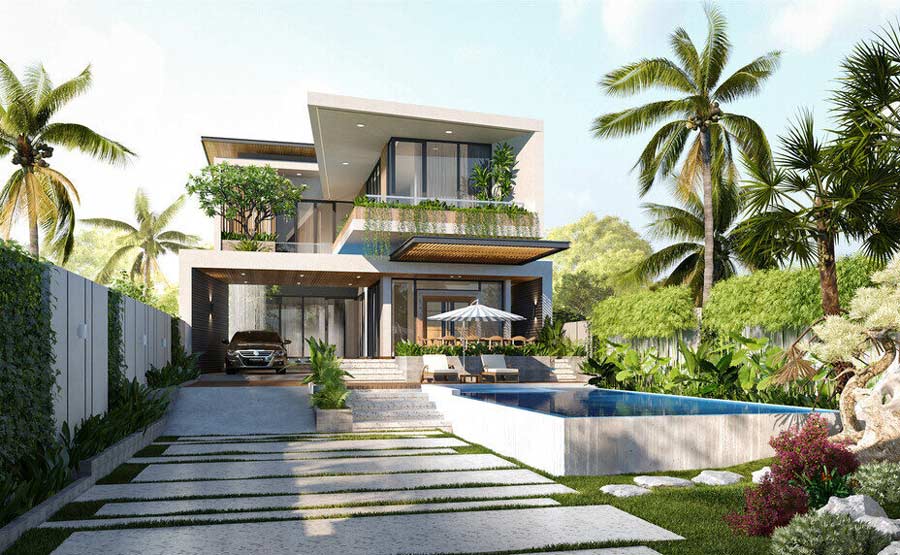 Nhà villa nhỏ có sân vườn Nhà villa nhỏ có sân vườn