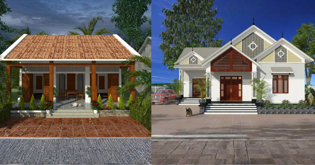 Mẫu nhà cấp 4 3 gian nông thôn cải tạo mái thái