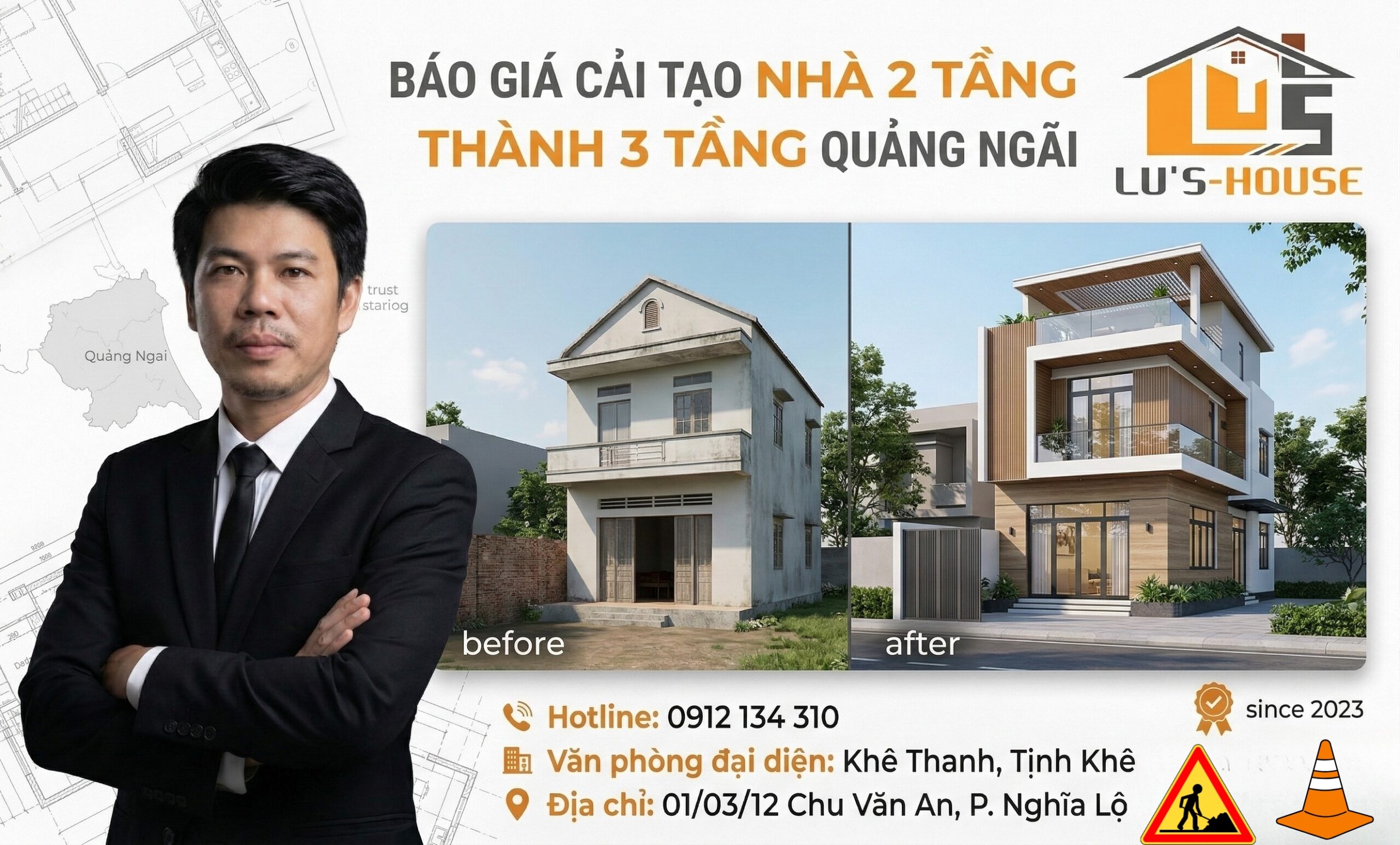 Cải tạo nhà 2 tầng thành 3 tầng Quảng Ngãi