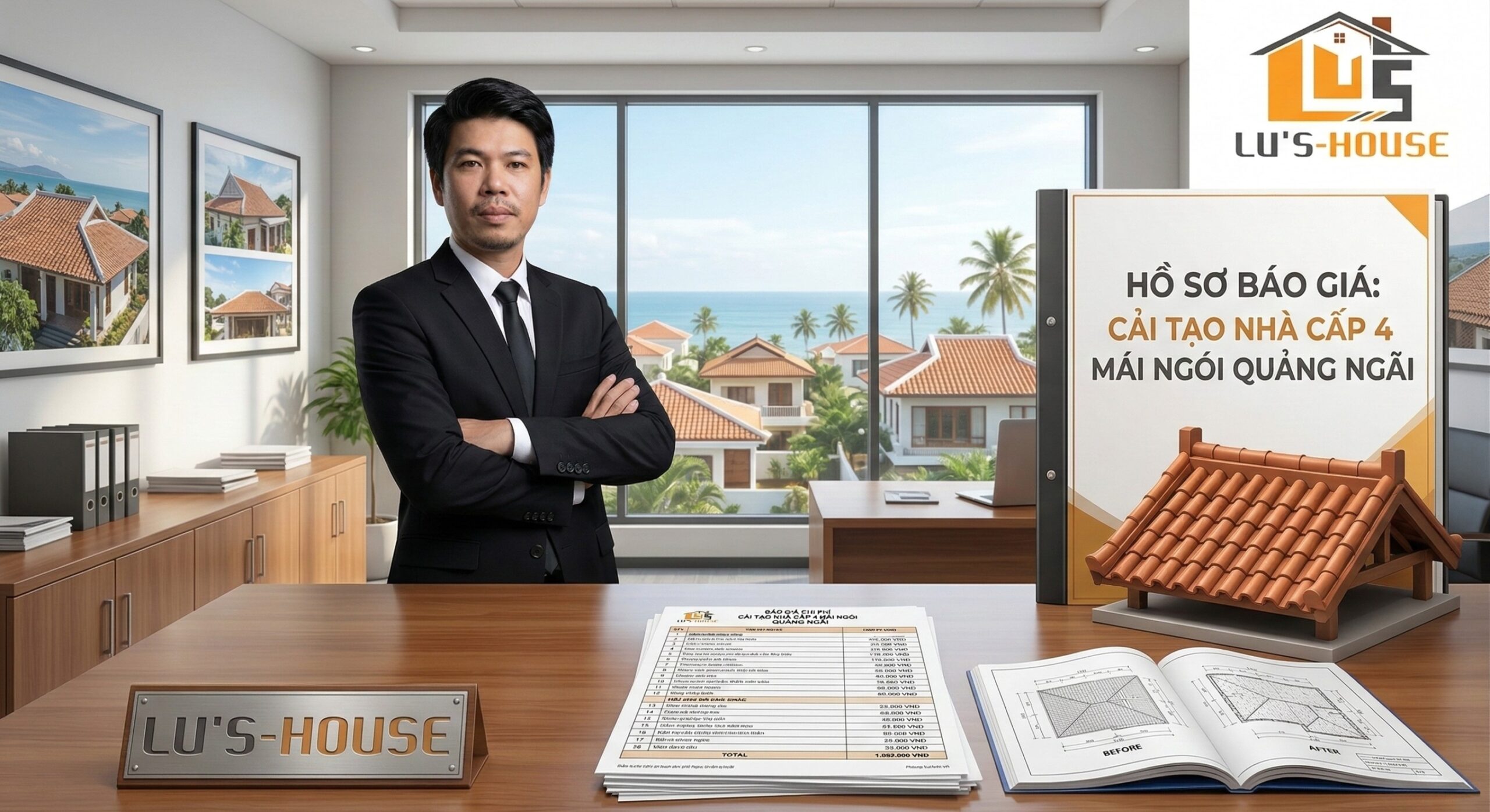 Cải tạo nhà cấp 4 mái ngói Quảng Ngãi