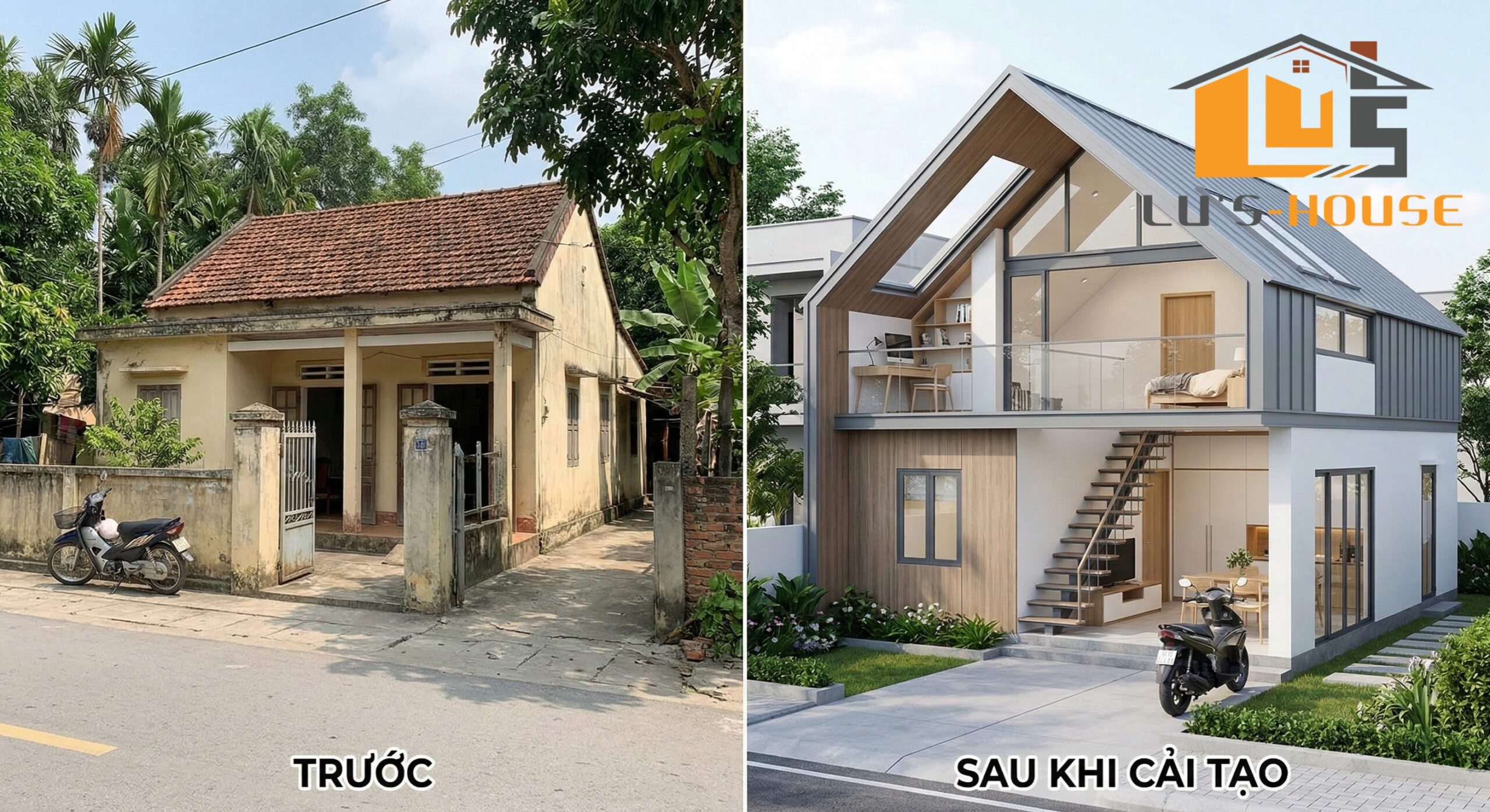 Cải tạo nhà cấp 4 mái ngói Quảng Ngãi