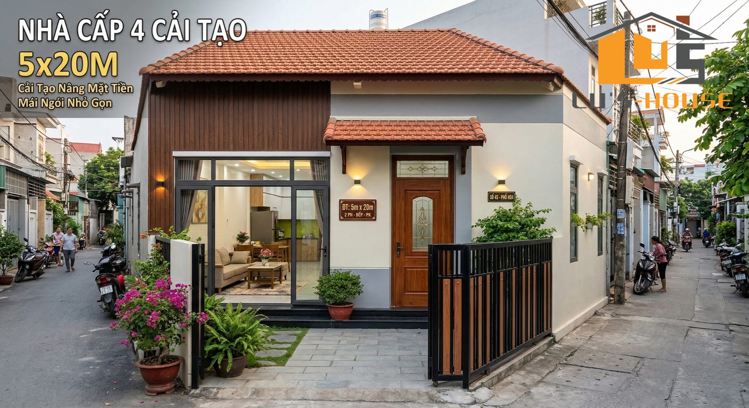 Cải tạo nhà cấp 4 mái ngói Quảng Ngãi